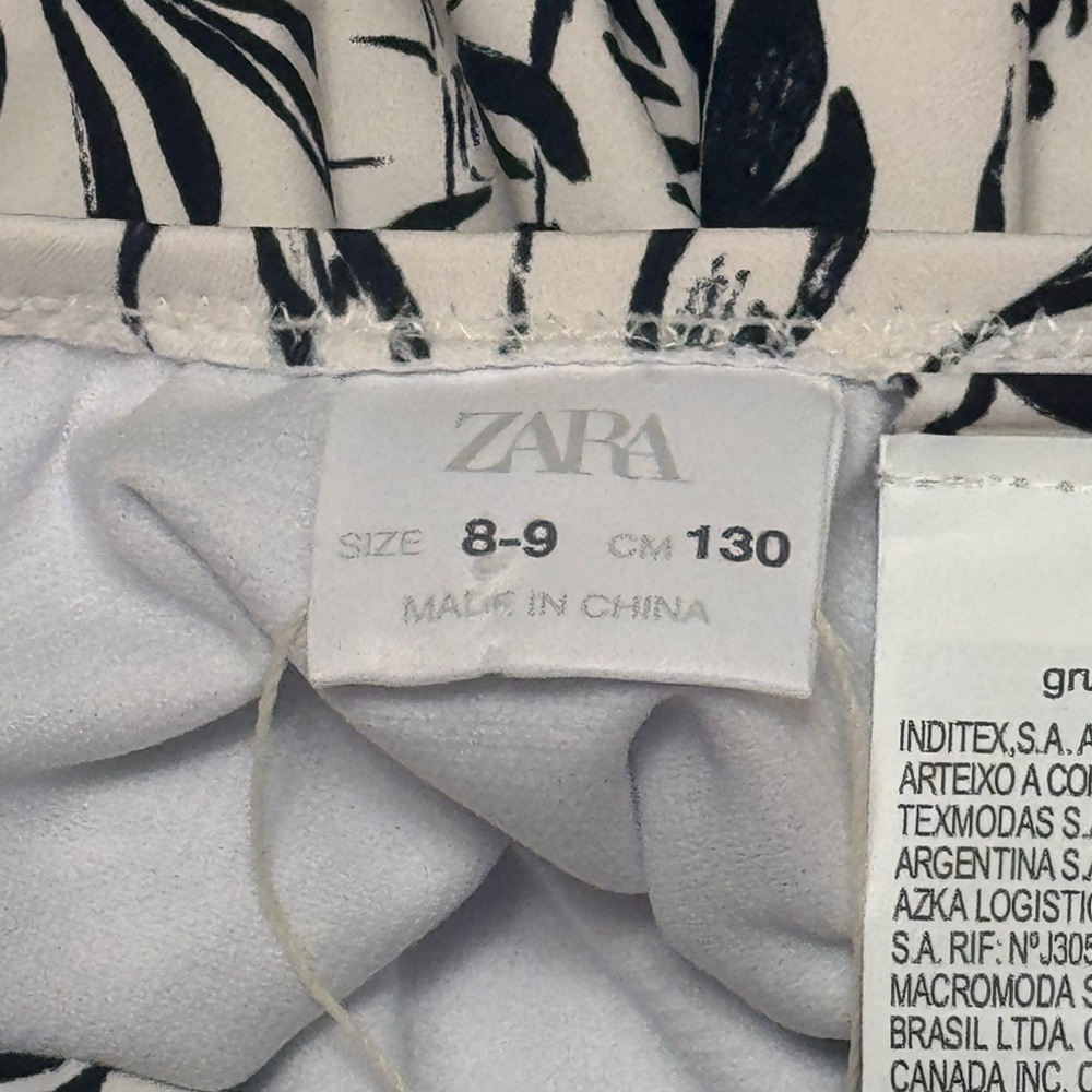 Zara Black & White Tropical Print Off Shoulder One-Piece Swimsuit Size 8-9 NWT - Picture 4 of 5